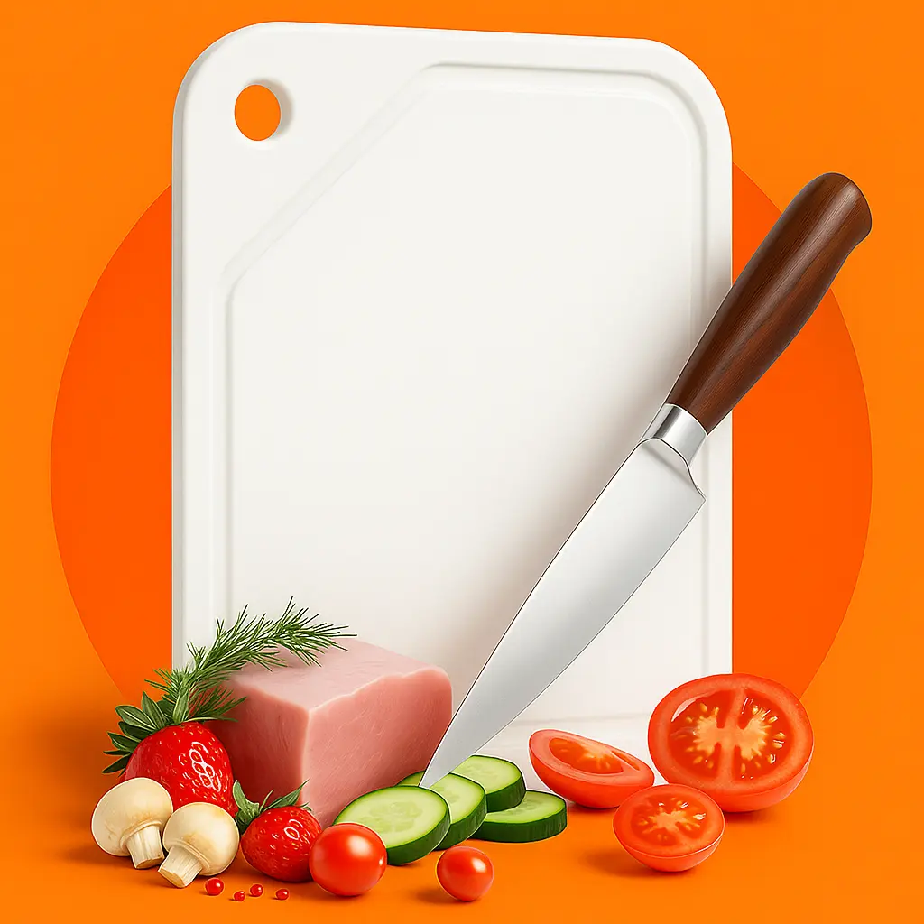 Tabua De Carne Premium De Plastico Para Cozinha Churrasco Lisa Branco