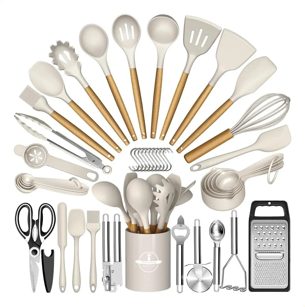 Conjunto De 44 Peças De Utensílios De Silicone Resistentes A
