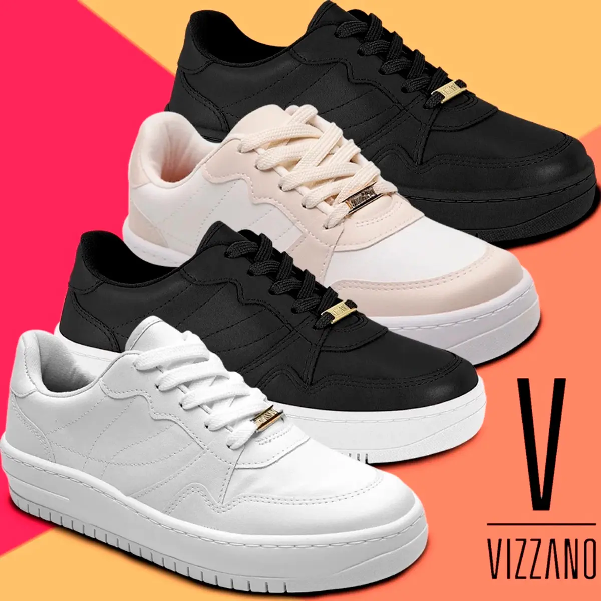 Tênis Vizzano Feminino Casual Plataforma Macia Moda Passeio Leve Ultra Conforto Flatform