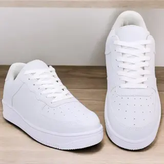 Tênis Branco e Preto Unissex Force Feminino Casual Caminhada Dia Dia Minimalista Masculino Dia a Dia